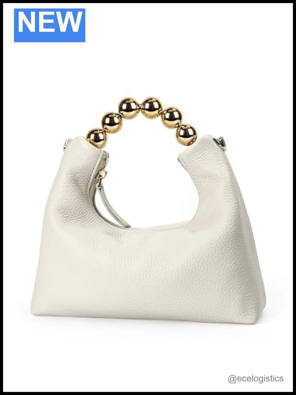 Genuine Leather Top Handle Clutch Purse with Crossbody Strap